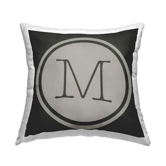 Stupell Industries Modern Initial Typewriter Key Circle Style Throw Pillow